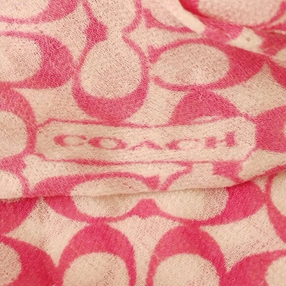 Auth COACH - Pink White Scarf - Picture 8 of 8